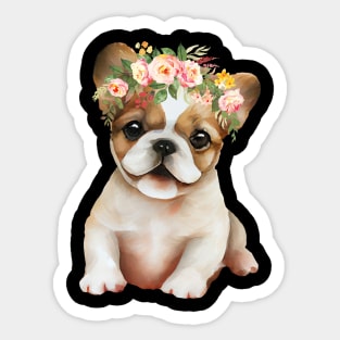 Frenchie Blumen Krone Sticker